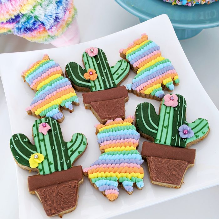 Llama and cactus sugar cookies
